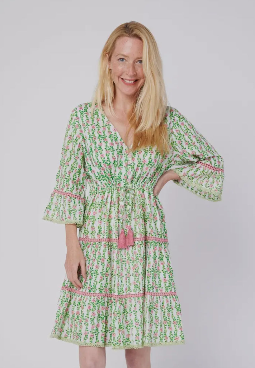 Desiderial-Resort Spring Summer Dress Pink/Green Love My Rosie Skin Desiderial-Resort Spring Summer Dress Pink/Green Love My Rosie Skin